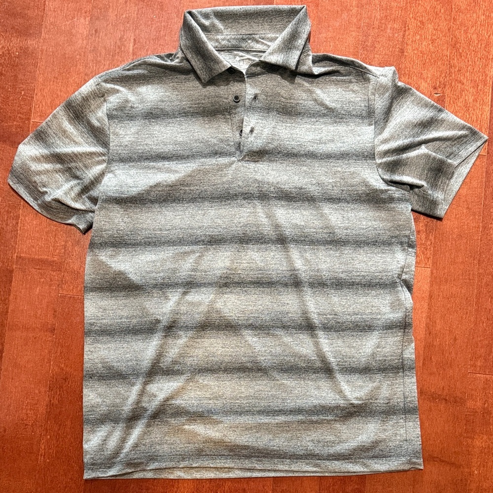 Classic Gray Striped Polo Shirt for Men